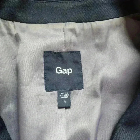 Gap Blazer Single Breasted Dark Navy Blue Satin Lined Professional Women's 4 - Picture 9 of 13